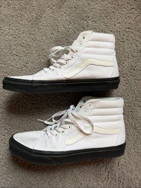 Vans White High-Top Sneakers with Black Sole